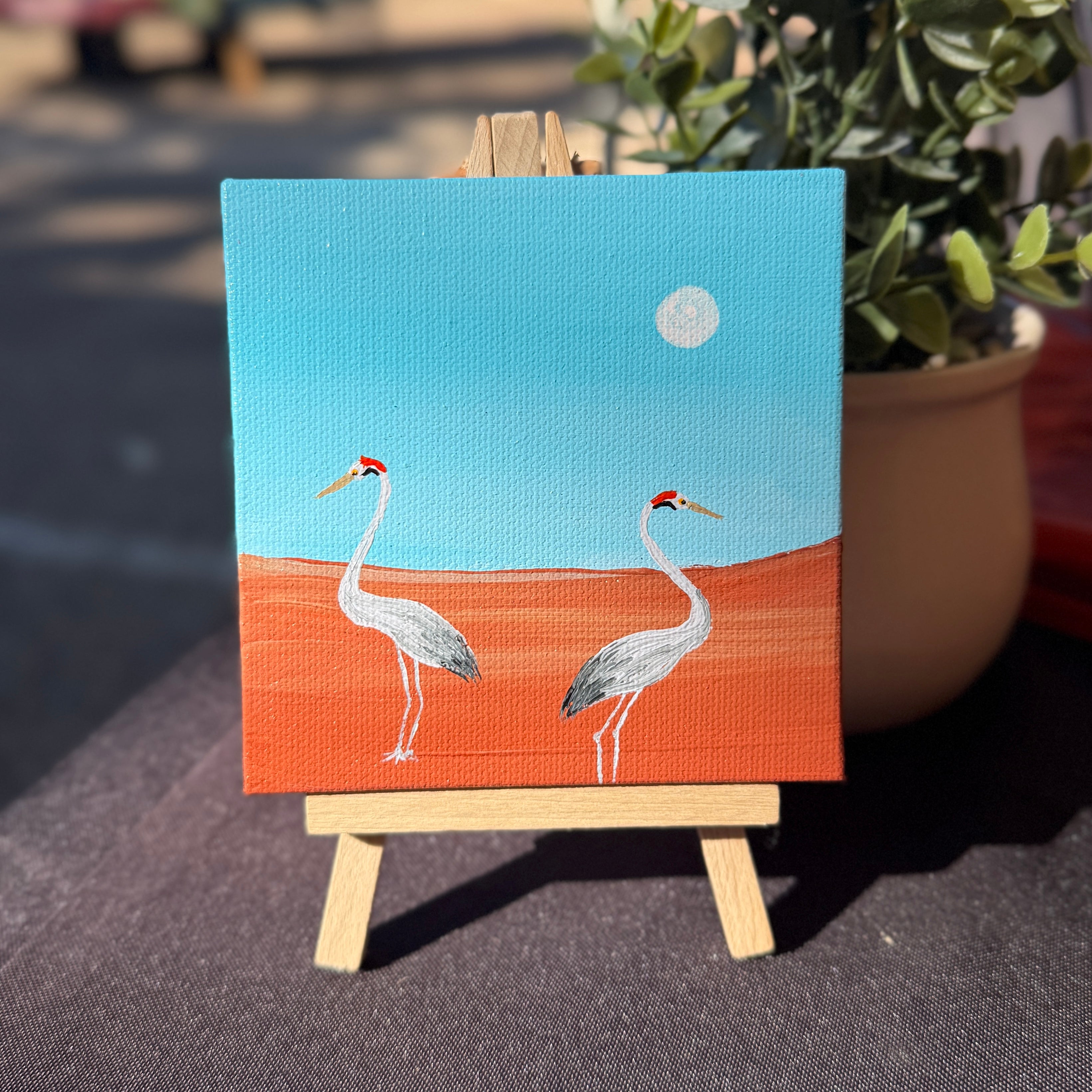 Original Art Magnets - brolgas under the moon