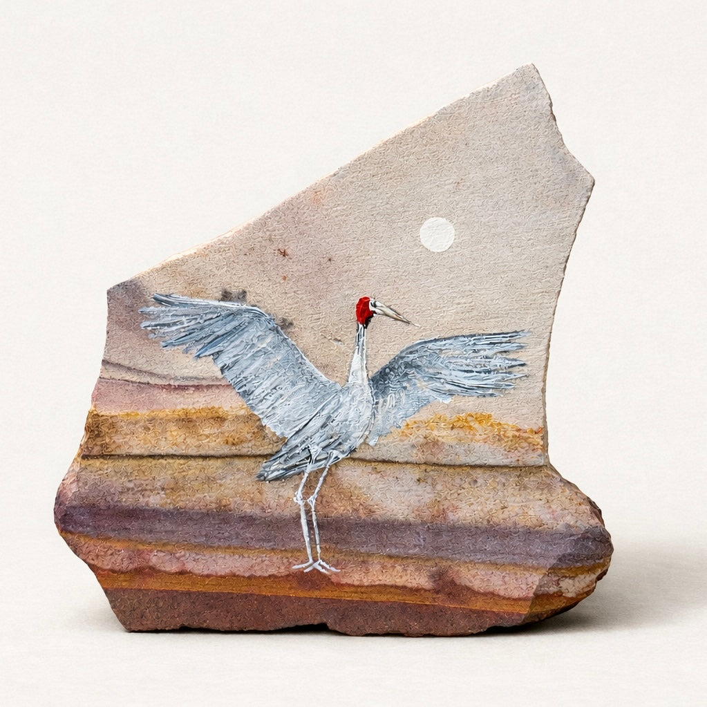 Brolga under the moon - Kimberley Sand Stone