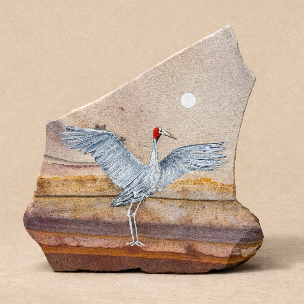 Brolga under the moon - Kimberley Sand Stone